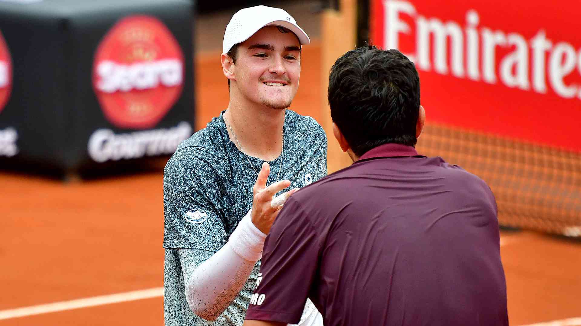 Joao Fonseca and Marcelo Melo at the ATP 500 event in Rio de Janeiro on Saturday.