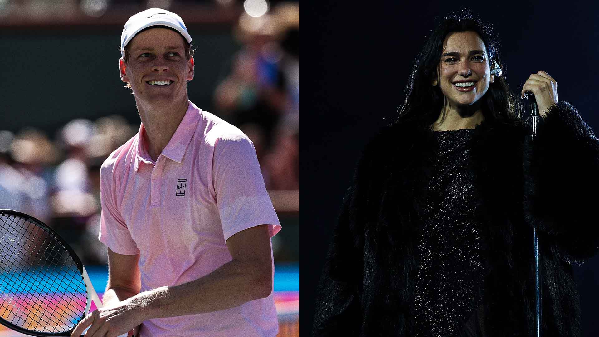 Jannik Sinner and Dua Lipa crossed paths at the BNP Paribas Open Saturday.