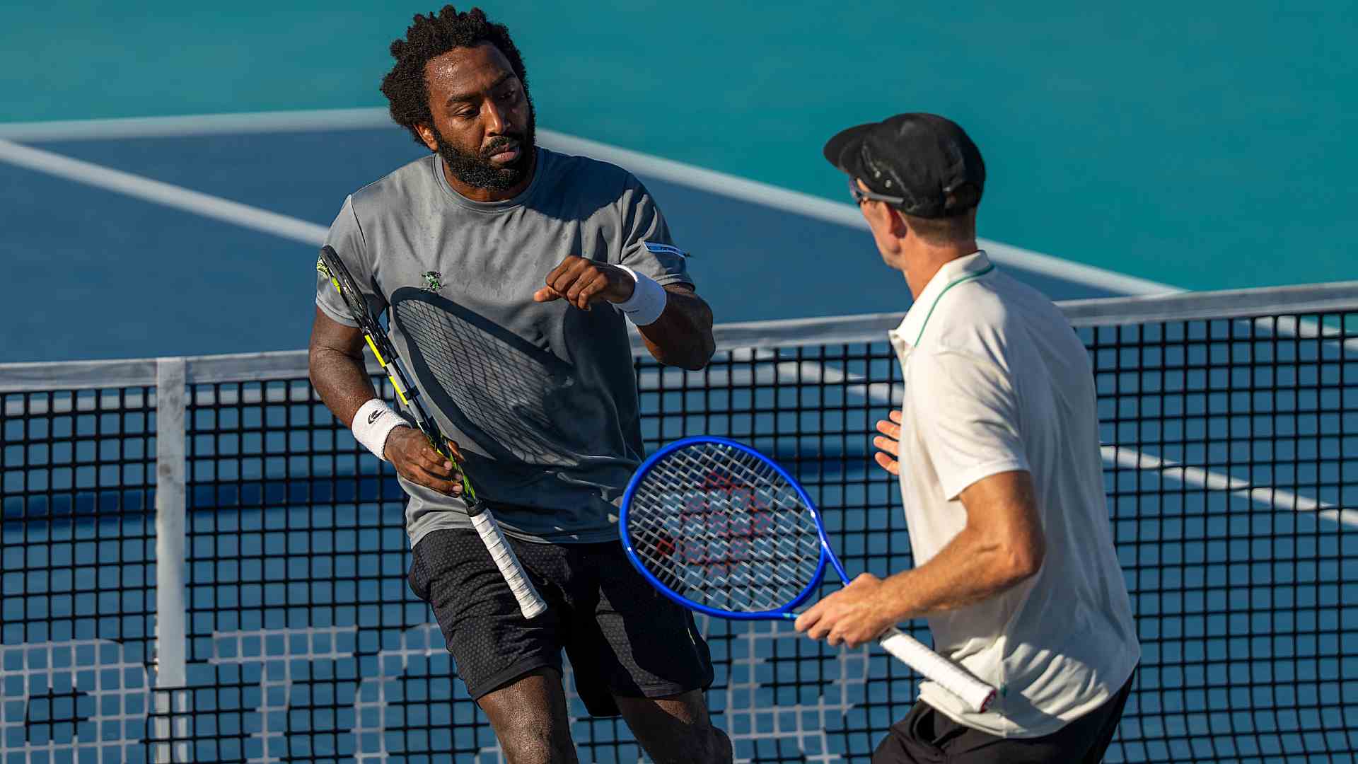 Evan King and John Peers in action on Sunday in Miami.