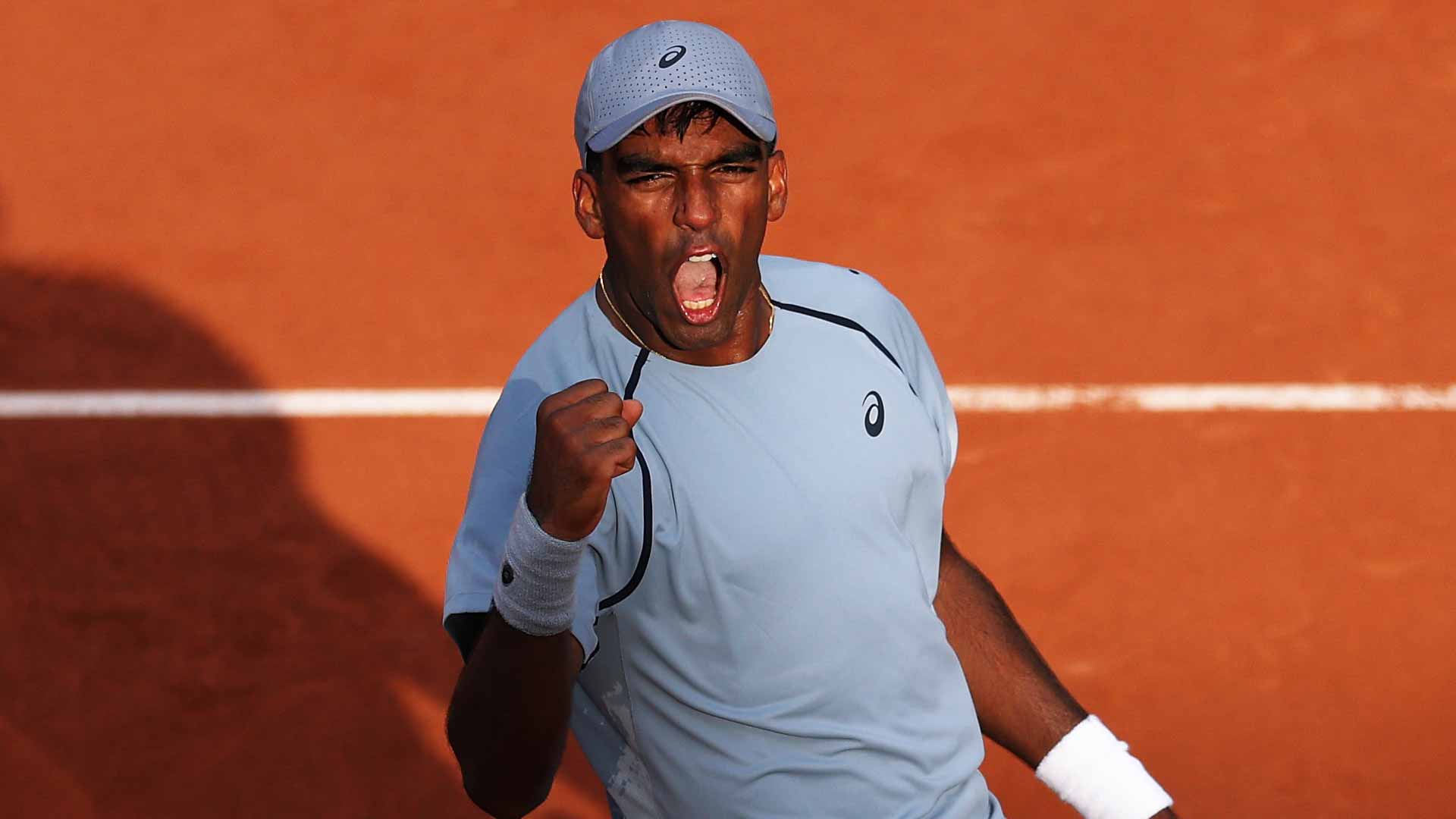 Nishesh Basavareddy defeats Taylor Fritz in four sets Sunday in Paris.
