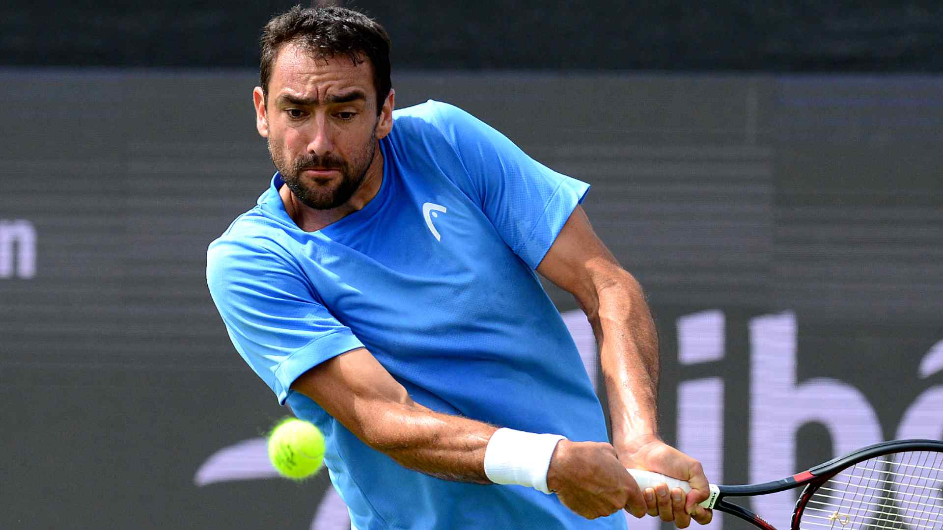 Marin Cilic in action on Monday at the Libema Open.